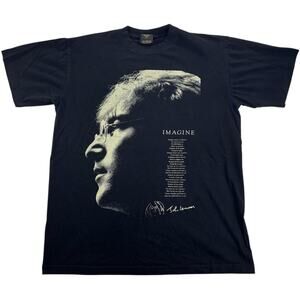 Vintage y2k John Lennon Imagine Black T-Shirt Men's Large Gold Series Shirt